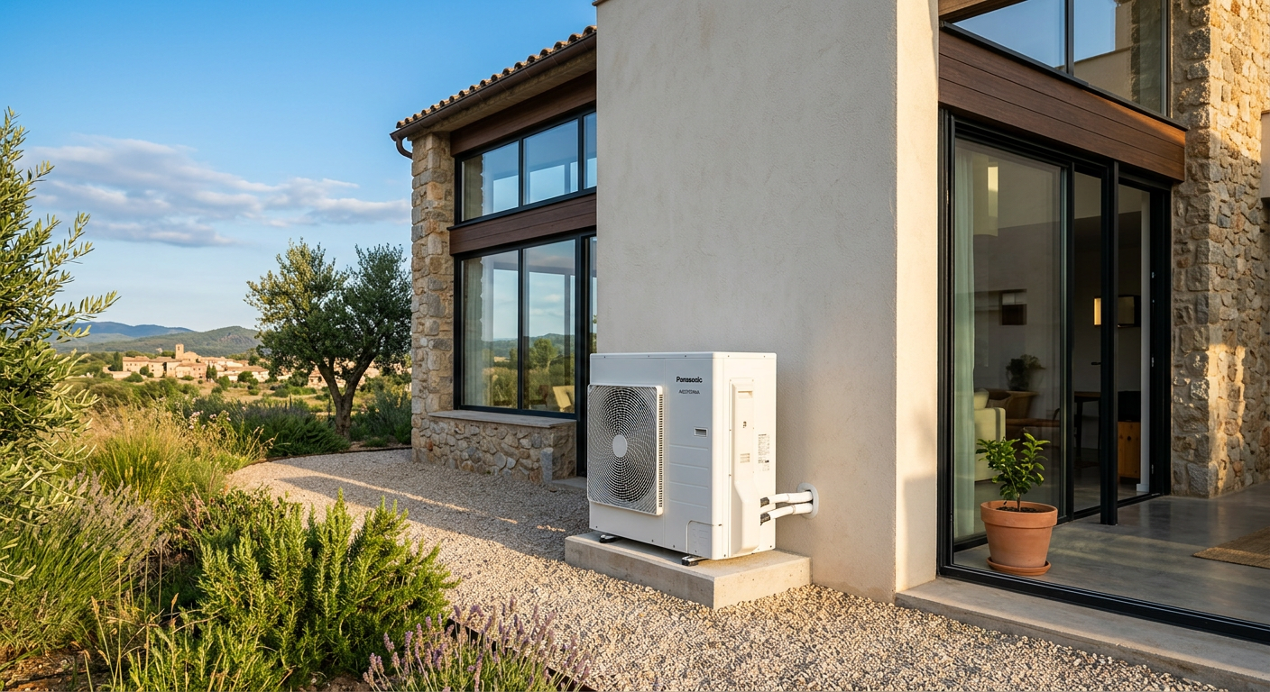 Unidad exterior de aerotermia instalada en una vivienda de Madrid